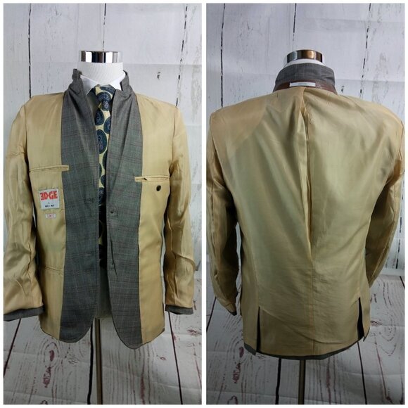 Edge By WD N.Y. Slim Fit Brown Glen Suit Blazer Sp - Picture 13 of 13